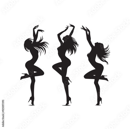 Dancing Girls Silhouette vector illustration