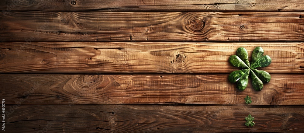 Fototapeta premium Good luck symbol displayed on a beautiful wooden wall background creating a business and motivational concept with copy space image available