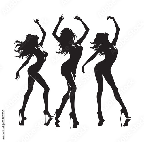 Dancing Girls Silhouette vector illustration