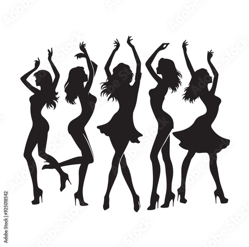 Dancing Girls Silhouette vector illustration