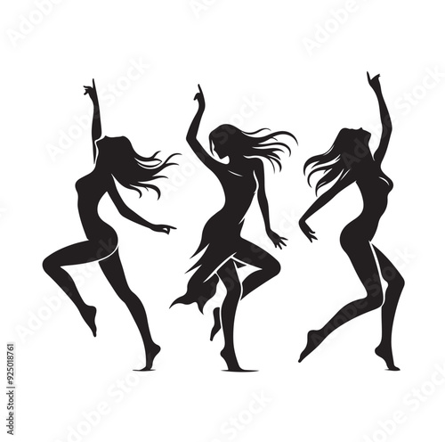 Dancing Girls Silhouette vector illustration