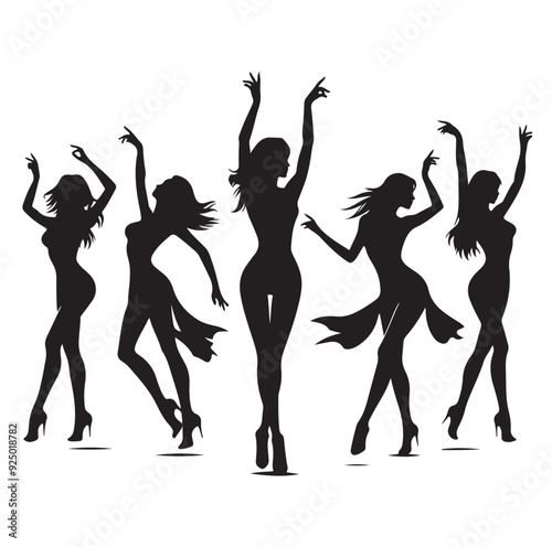 Dancing Girls Silhouette vector illustration