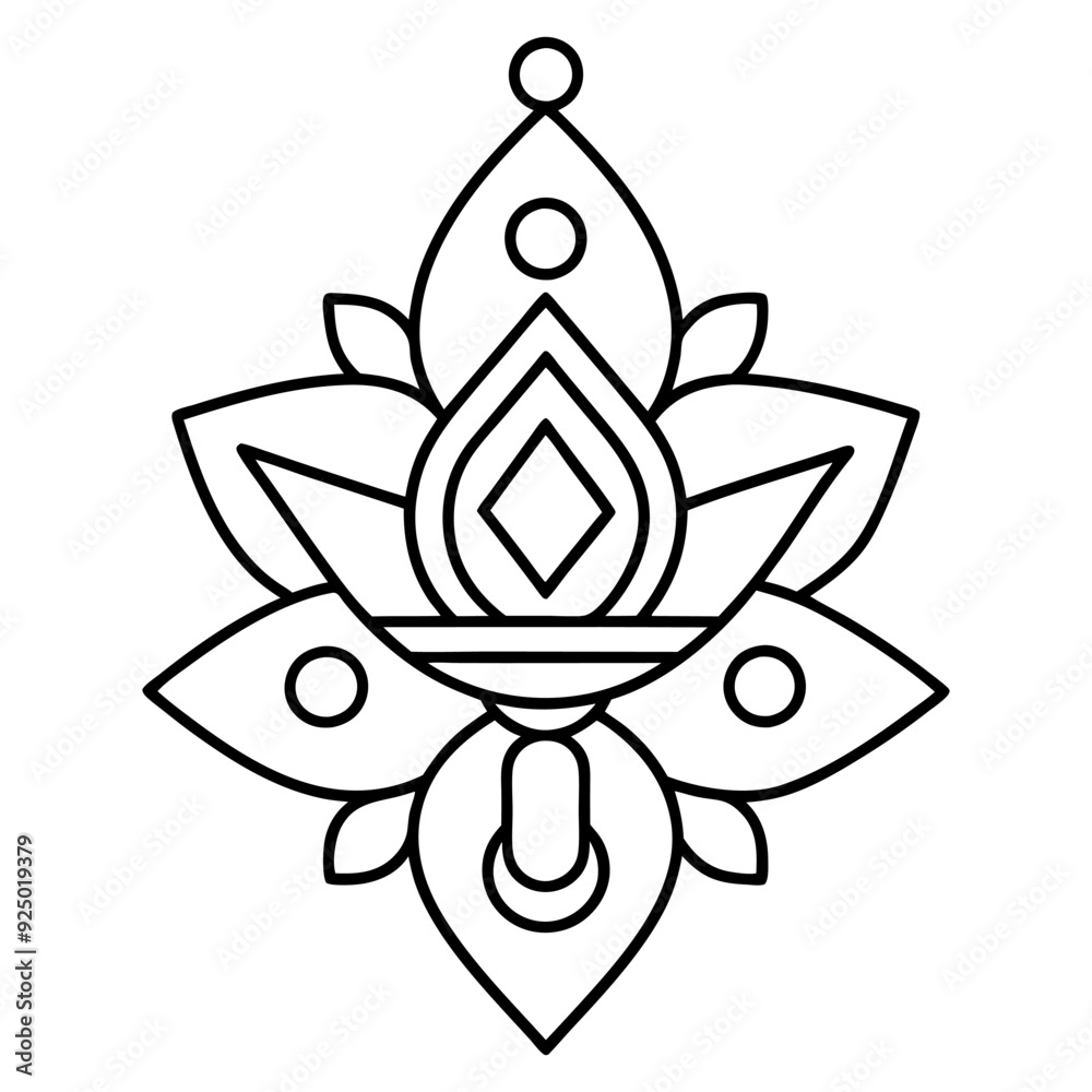 Obraz premium A black and white illustration of a flower mandala design.