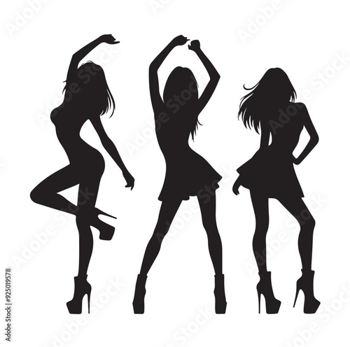 Dancing Girls Silhouette vector illustration