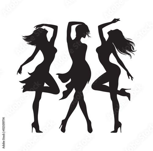 Dancing Girls Silhouette vector illustration