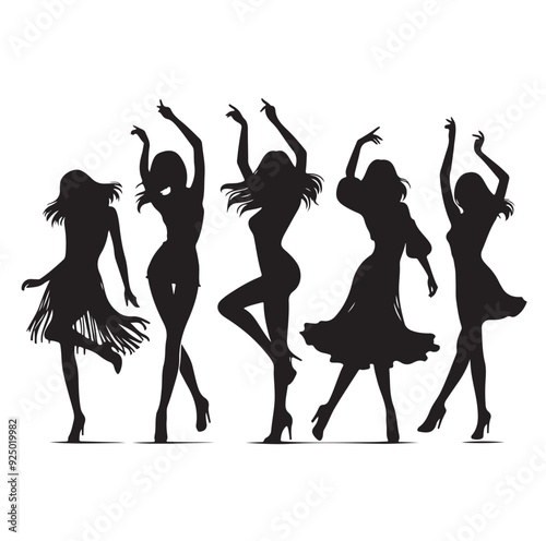 Dancing Girls Silhouette vector illustration