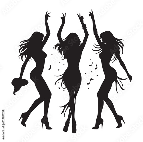 Dancing Girls Silhouette vector illustration