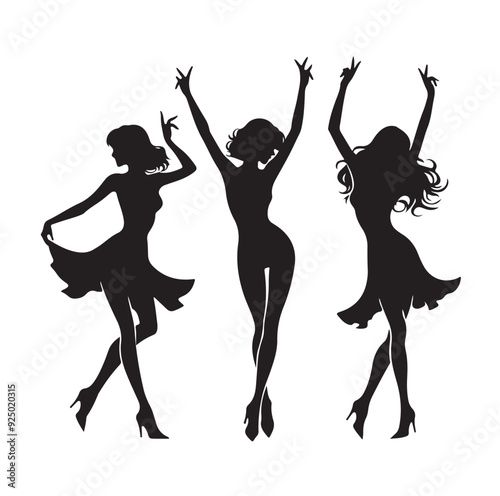 Dancing Girls Silhouette vector illustration