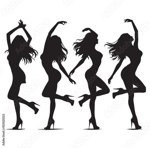 Dancing Girls Silhouette vector illustration