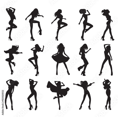 Dancing Girls Silhouette vector illustration