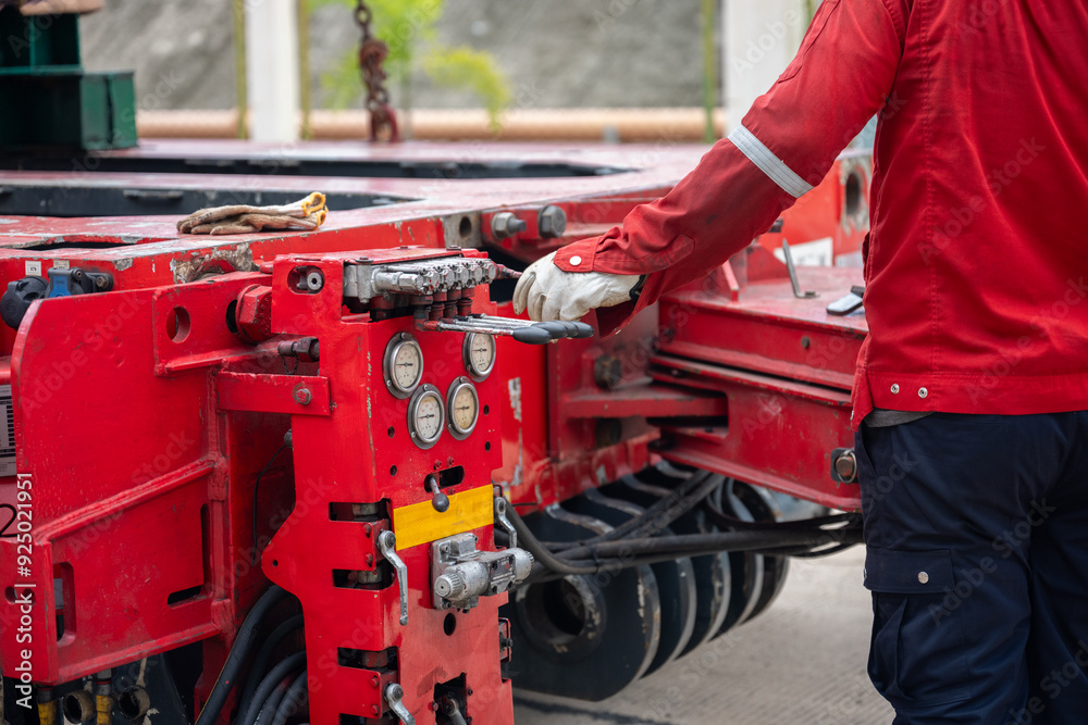 Transport man working at the heavy truck