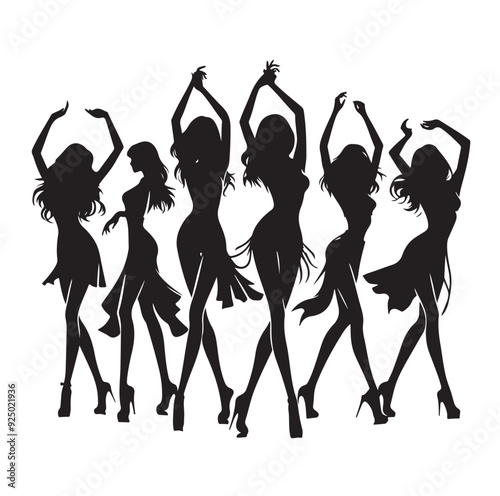 Dancing Girls Silhouette vector illustration