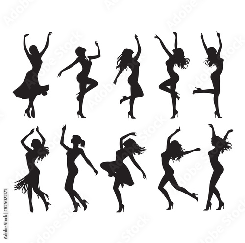 Dancing Girls Silhouette vector illustration