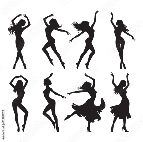 Dancing Girls Silhouette vector illustration