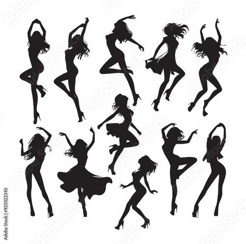 Dancing Girls Silhouette vector illustration
