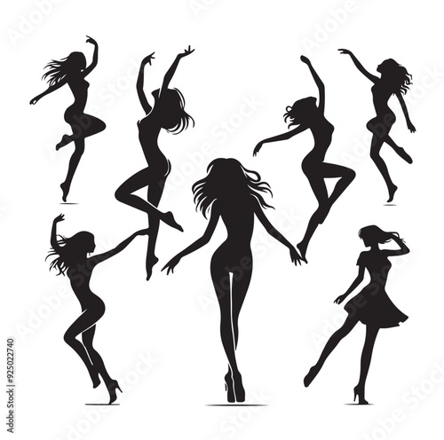 Dancing Girls Silhouette vector illustration