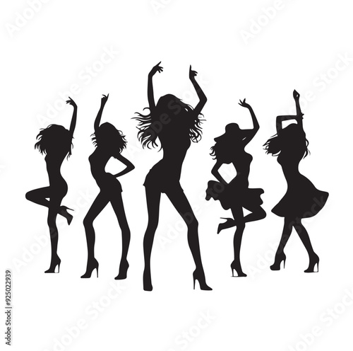 Dancing Girls Silhouette vector illustration