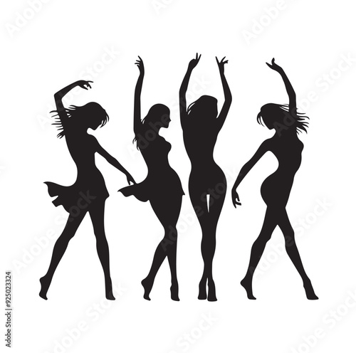 Dancing Girls Silhouette vector illustration