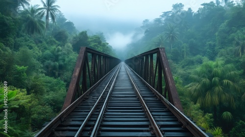 Train Journey Over a Jungle Bridge