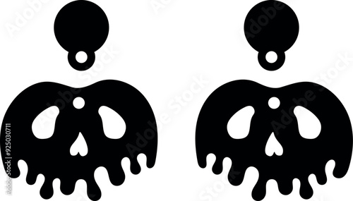 Poison apple Halloween earrings jewellery laser cut. Vector templates for cutting