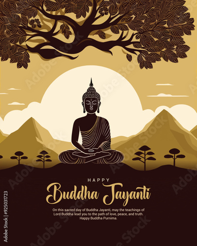 Happy Buddha Jayanti with love and bodhi day social media post banner template