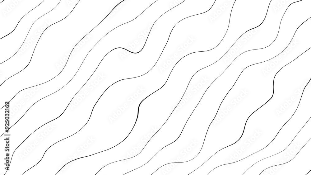 Black lines with a white background moving slowly and irregularly to form an abstract shape, ideal for use as background and wallpaper. wavy line motion graphic simple background. visual project