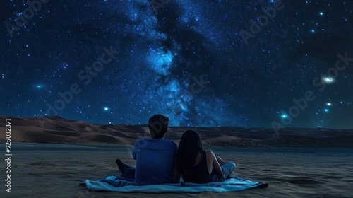 Couple Gazing at the Milky Way in the Desert