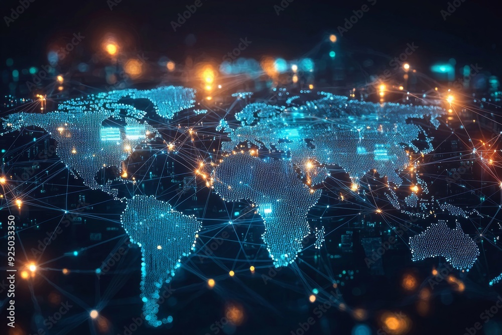 Global Digital Business Network Connection Illustration created with Generative AI Global Digital Business Network Connection Illustration created with Generative AI