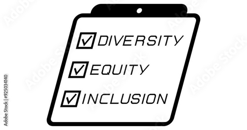 Pad with diversity, equity, inclusion acception animation. Black on white. Alpha channel. Footage. Transparent background.