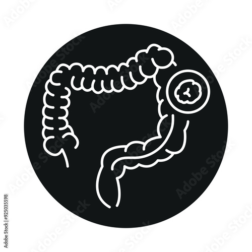 Colonotomy line black icon.