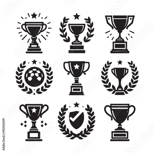 Trophy cup icon collection silhouette vector illustration 