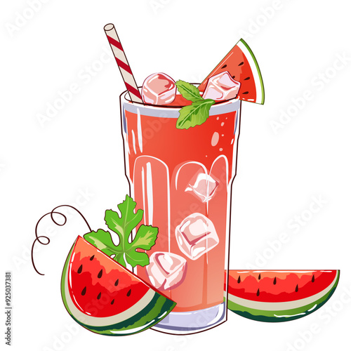 watermelon smoothies illustration 