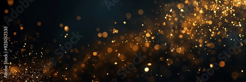 Particles of golden shimmer scatter across a dark textured surface, capturing the essence of elegance and mystery in motion.