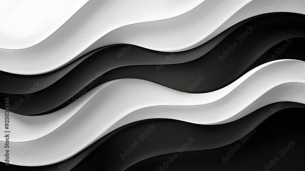 Monochrome Wave Pattern with 3D Layered Effect
