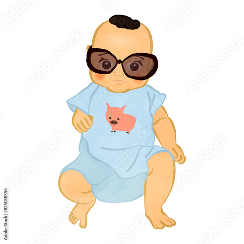 Cute baby wearing sunglasses 03