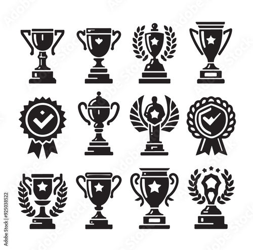 Trophy cup icon collection silhouette vector illustration 