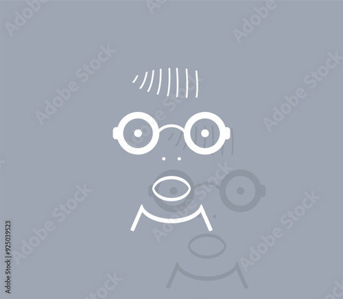 Vector icon of white color with shadow on gray background