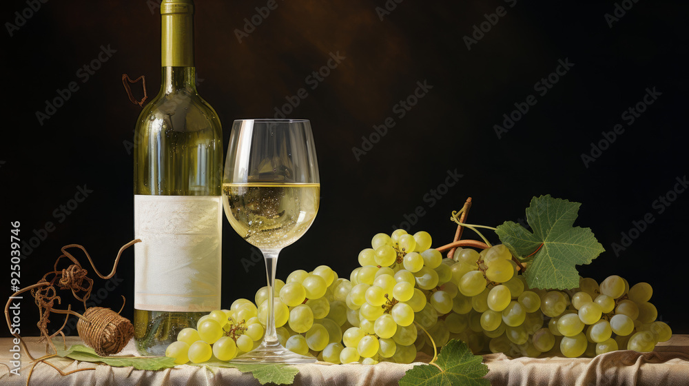 Fototapeta premium White Wine With Grapes