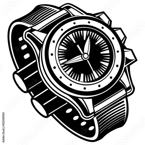 wrist watch vector art illustration