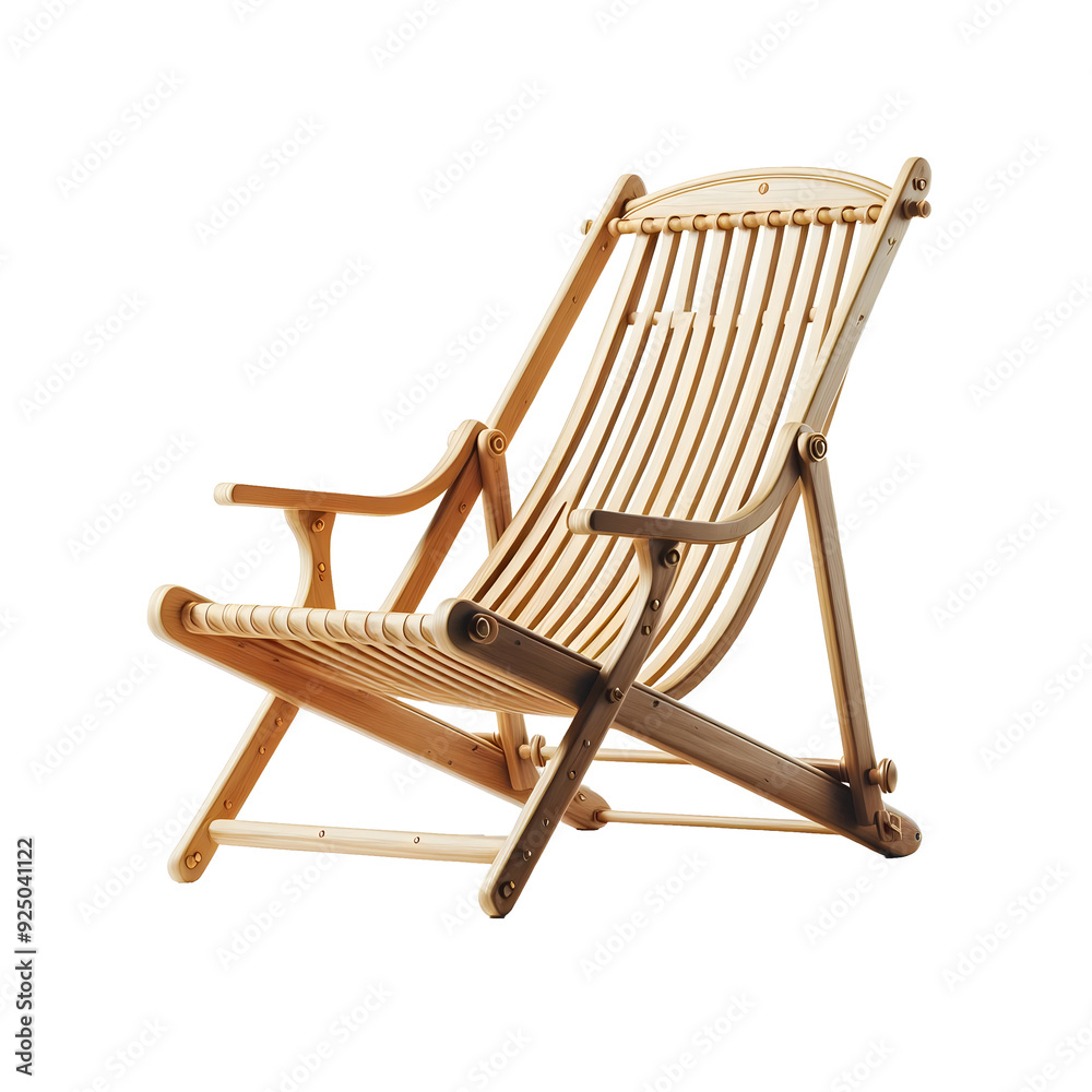 Wooden Beach Chair isolated on transparent background Wooden Beach Chair isolated on transparent background