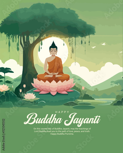 Happy Buddha Jayanti with love and bodhi day social media post banner template