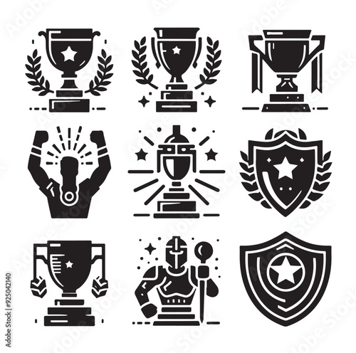 Trophy cup icon collection silhouette vector illustration 