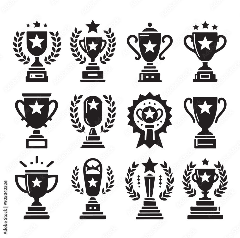 Trophy cup icon collection silhouette vector illustration 