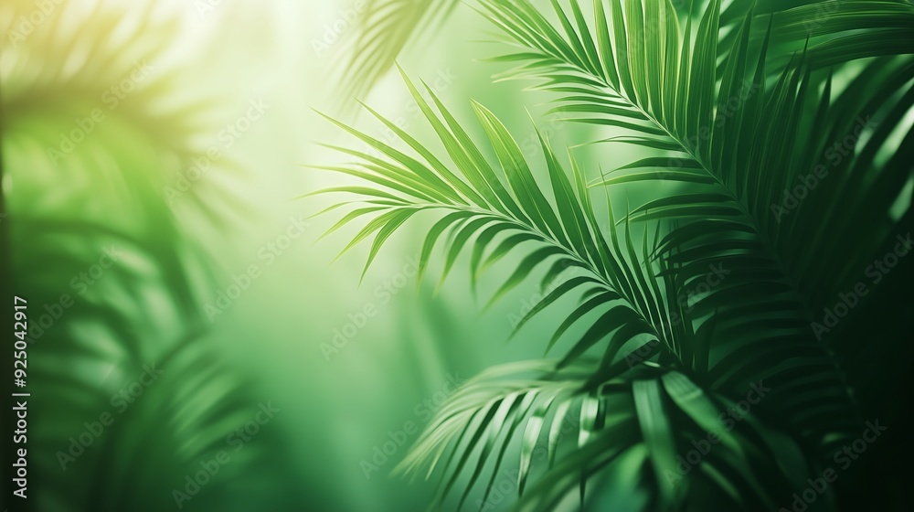 Serene Tropical Atmosphere with Lush Green Foliage and Light Serene Tropical Atmosphere with Lush Green Foliage and Light