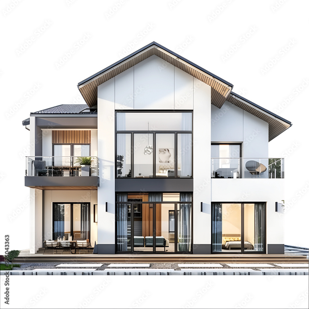 Family houses with beautiful porch american style,3d rendering of modern house,Mini house model,Luxury modern house isolated on white background,Real estate concept,illustration Family houses with beautiful porch american style,3d rendering of modern house,Mini house model,Luxury modern house isolated on white background,Real estate concept,illustration