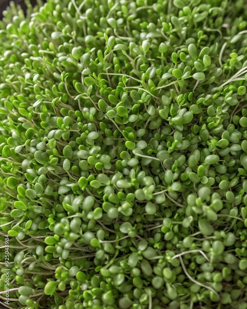 Juicy sprouts of microgreens close-up. Microgreens grown from germinated radish seeds at home. Vegan and healthy food concept. Minimalistic design, textured background. Juicy sprouts of microgreens close-up. Microgreens grown from germinated radish seeds at home. Vegan and healthy food concept. Minimalistic design, textured background.