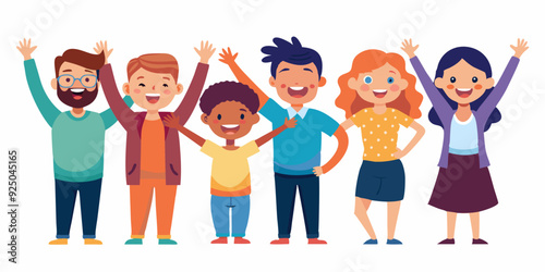 Happy people rejoice and show positive gestures on a white background. Concept of happiness and youth
