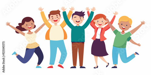 Happy people rejoice and show positive gestures on a white background. Concept of happiness and youth
