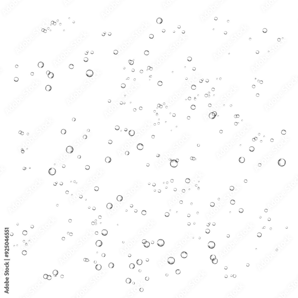 Oxygen air bubbles flow in water on white background. Oxygen air bubbles flow in water on white background.