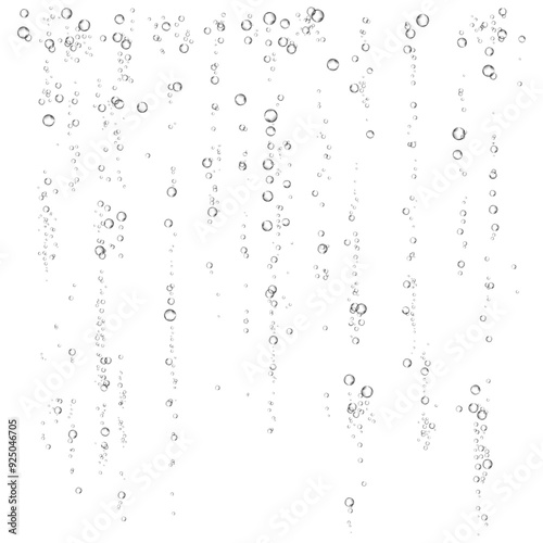 Oxygen air bubbles  flow  in water on white  background.